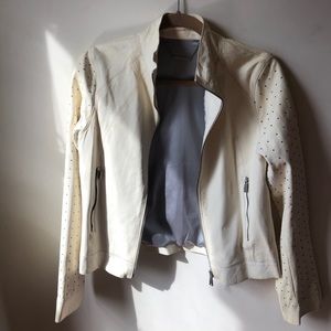 Cream colored genuine leather jacket